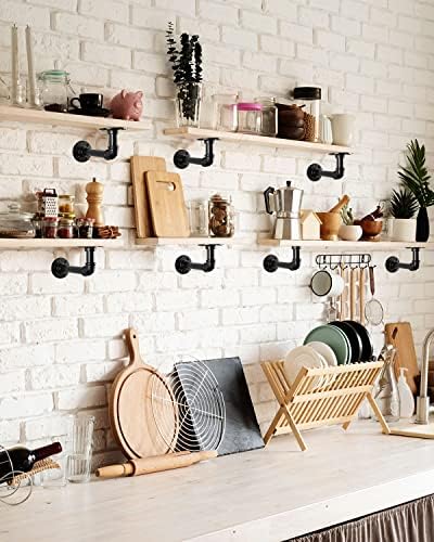 MUZIK Shelf Brackets 12 Pack Heavy Duty Industrial Pipe Floating Wall Mount