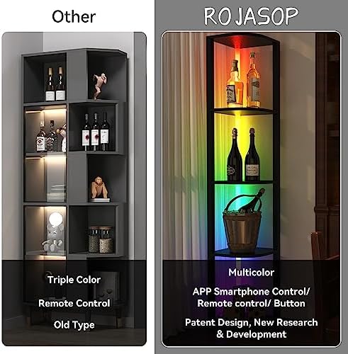 ROJASOP 5 Tier Corner Shelf with Light Floor Lamp