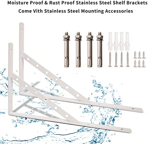 Dluno 16 Inch Heavy Duty Floating Wall Shelf Brackets 2-Pack White