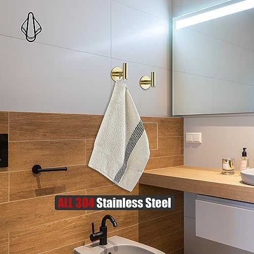 JQK Self Adhesive Towel Hook Gold 2 Pack