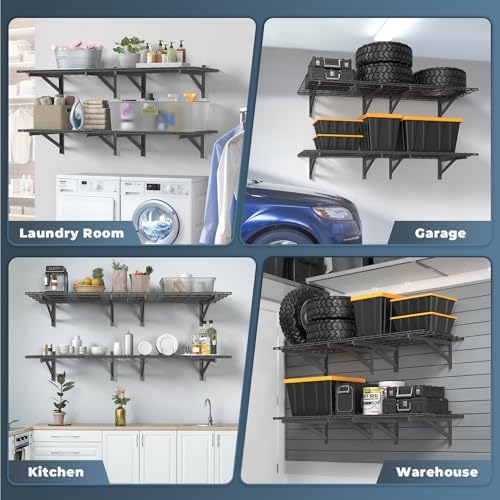4 Pack Heavy Duty Garage Shelving Set Black