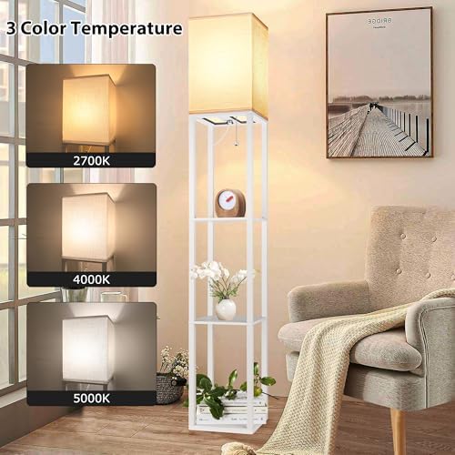 Floor Lamp with Shelves for Living Room and Office