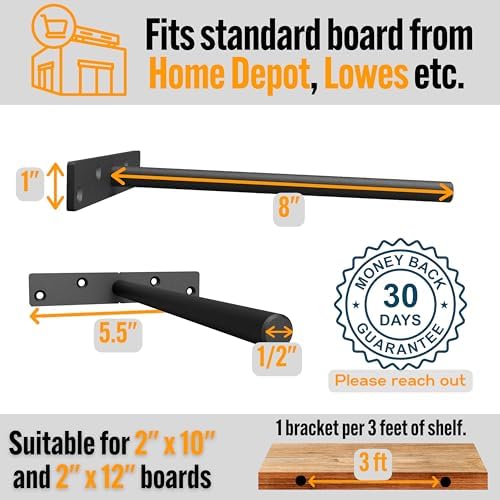 EVALD Heavy Duty Floating Shelf Bracket 4 Pack