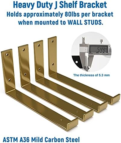 LEOPO 12 Inch Shelf Bracket 6 Pack Frost Black
