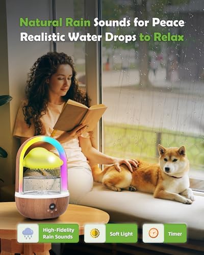 Weljoy Rainbow Rain Cloud Lamp with Water Sounds and Aromatherapy