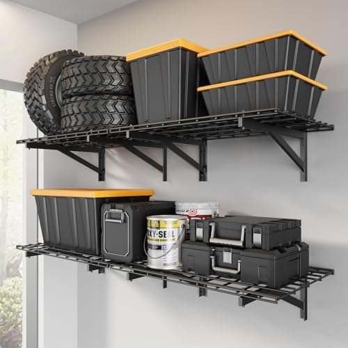 4 Pack Heavy Duty Garage Shelving Set Black