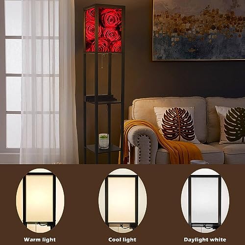 Floor Lamp with Shelves USB Ports Power Outlet