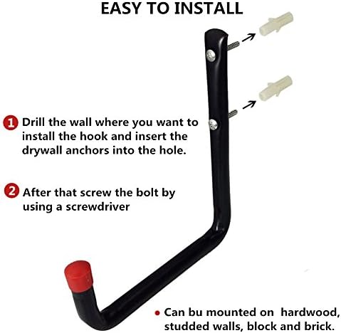 Heavy Duty Garage Hooks Organizer 6 Pcs Black J Hook