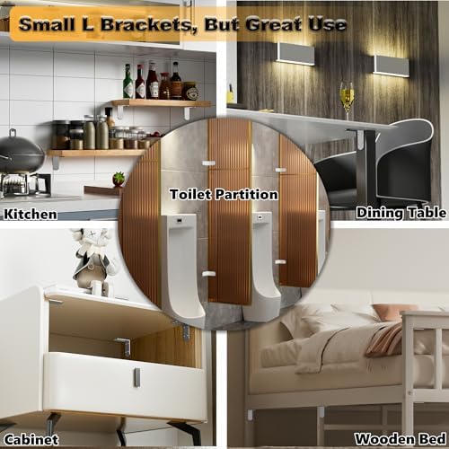 Alise 4Pcs Stainless Steel L Brackets for Shelves