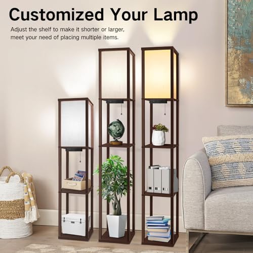 OUTON Floor Lamp with Shelves and USB Port