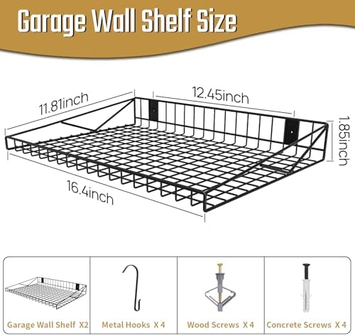 2 Pack Heavy Duty Wall Shelf With 4 Hooks