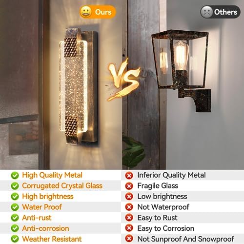 Dusk to Dawn Outdoor Wall Light with Crystal Bubble Glass