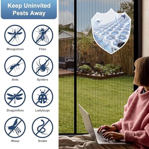 Magnetic Screen Door Mesh 36x83 Inch Bug Proof