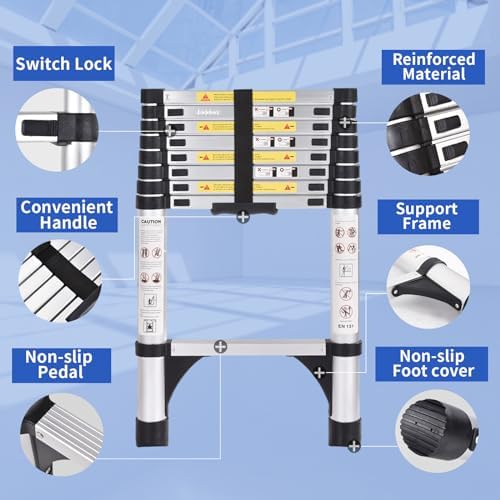 JADDUO 85 FT Telescoping Ladder with 2 Triangle Stabilizers