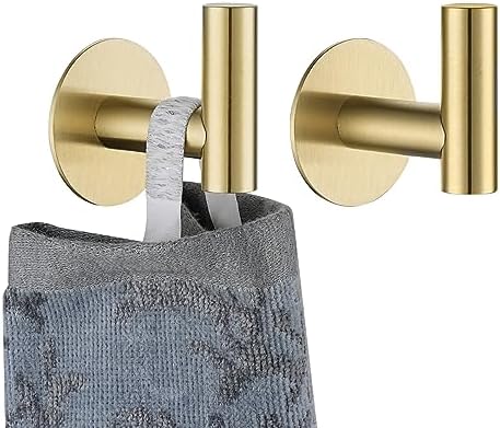 JQK Self Adhesive Towel Hook Gold 2 Pack