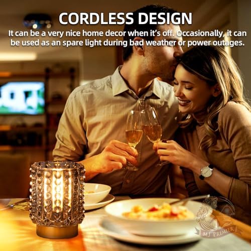 Gray Crystal Battery Operated Lamp with Timer