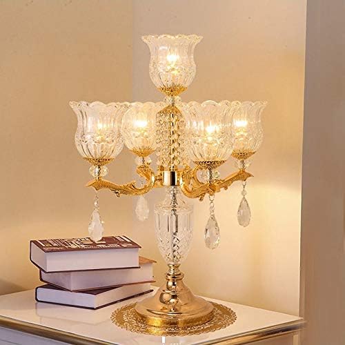 Elegant LED Desk Lamp with Crystal Shade and Pendant