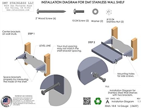 DMT Stainless Wall Shelf 36 X 6 Deep