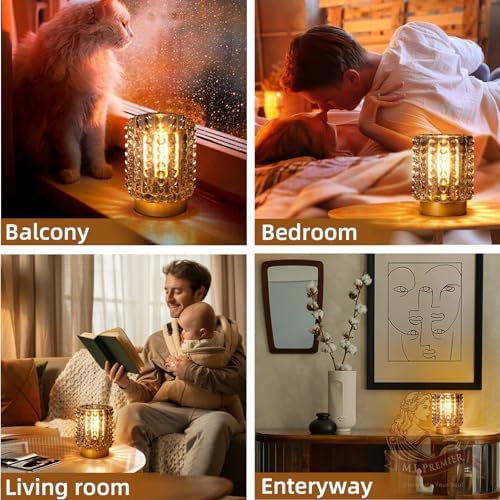 Gray Crystal Battery Operated Lamp with Timer