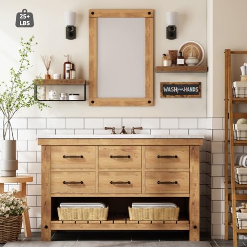 QEEIG Bathroom Shelves Over Toilet - 21 Set 16 Inch Rustic Brown