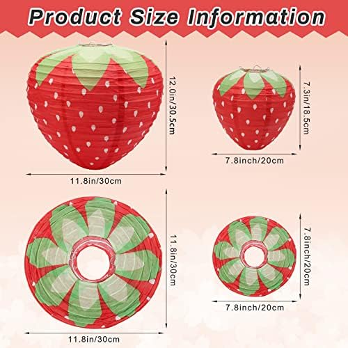 Windspeed Strawberry Paper Lanterns 8Pcs Set