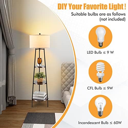 Giantex Floor Lamp with 3 Tier Shelves 60 Inch Modern