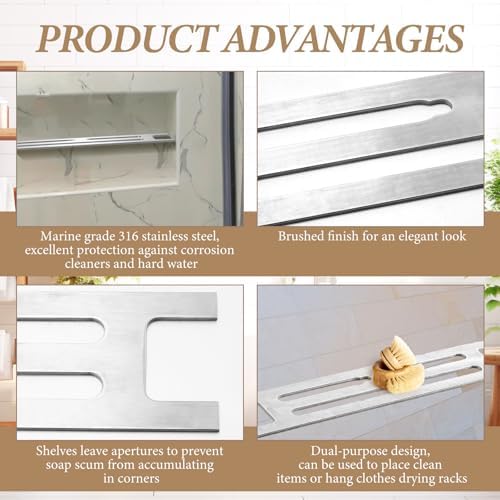 Teenyyou 2 Pcs Bathroom Niche Shelf 316 Stainless Steel