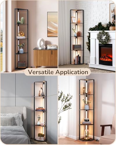 EDISHINE 64 Corner Display Shelf with Light