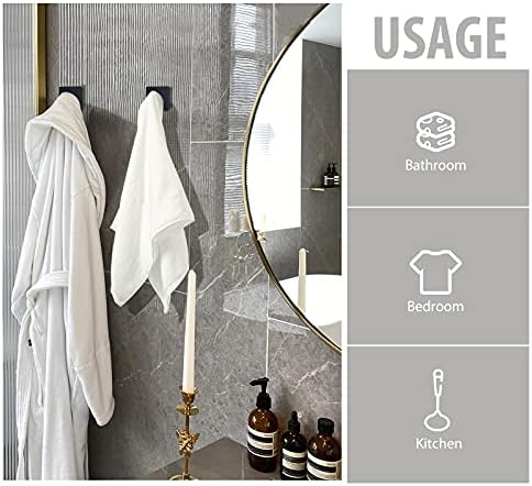 VISV Adhesive Towel Hooks 4 Pcs Black Matte
