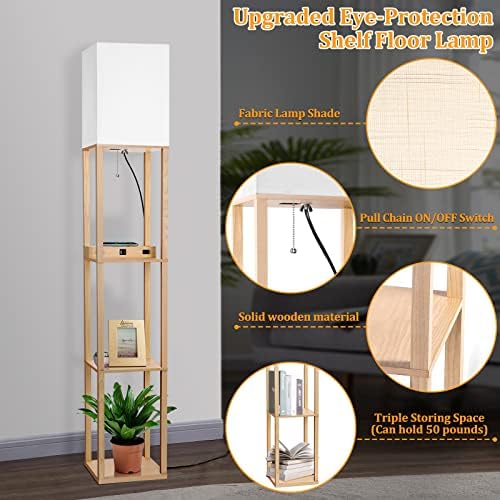 Dott Arts Floor Lamp with Shelves and Wireless Charging