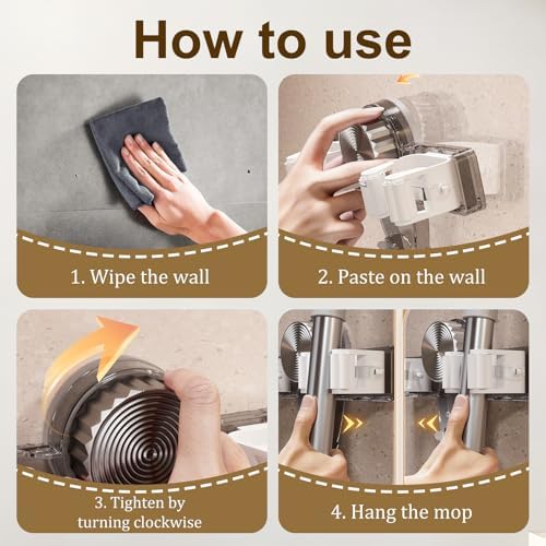 Hadaclub 2PCS Broom Holder Mop Hanger No Drilling Required