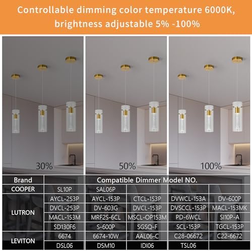 Modern Gold Pendant Light Fixture 3-Pack Kitchen Island Light