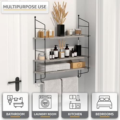 Sorbus 3 Tier Floating Bathroom Shelving Unit Gray