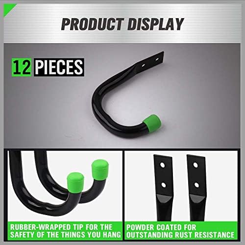 SWANLAKE Heavy Duty Garage Storage Hooks 12PCS Black