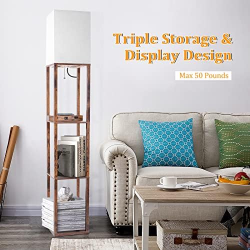 Dott Arts Floor Lamp with Shelves and Wireless Charger