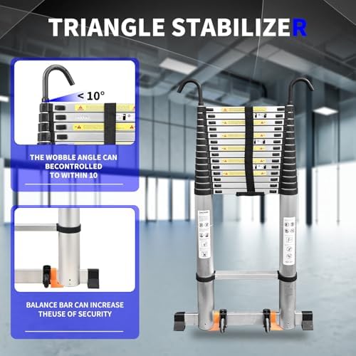 JADDUO 213 FT Telescoping Extension Ladder with Stabilizers