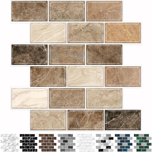 URCOLOR 10-Sheet Peel and Stick Marble Wall Tile