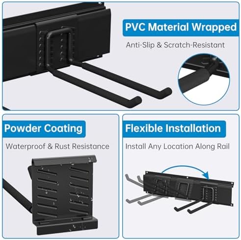 TICONN Wall Mounted Tool Storage Rack with 4 Hooks