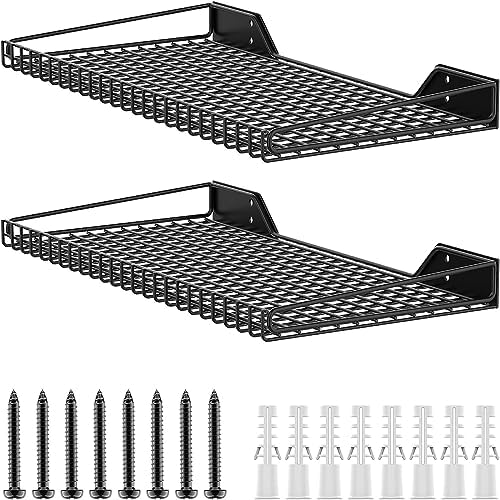 TORACK 2 Pack Wall Mounted Storage Shelves Black