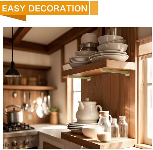 6 Pcs Gold Shelf Bracket Heavy Duty Industrial Wall Mounting