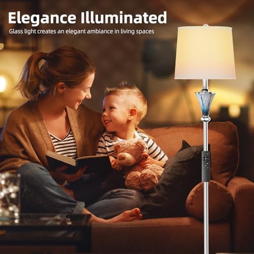 Blue Glass Floor Lamp with Smart Remote Control