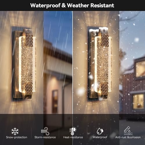 Dusk to Dawn Outdoor Wall Light with Crystal Bubble Glass