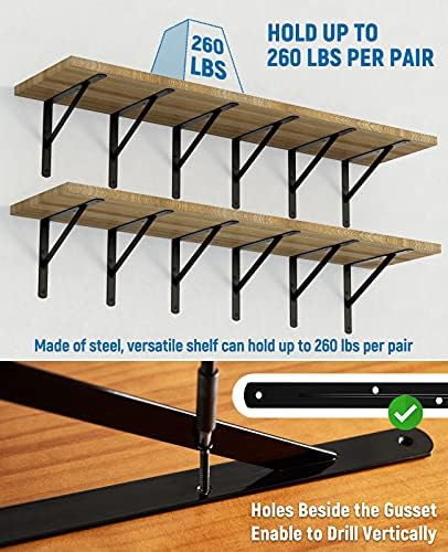 LEOPO 14 Inch Heavy Duty Shelf Brackets 8 Pack