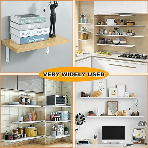 Alise Floating Shelf Brackets 4Pcs White Heavy Duty L Corner