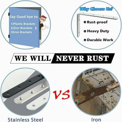 Alise 4 PCS Heavy Duty L Brackets for Shelves