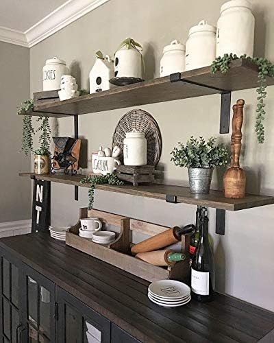 Premium Heavy-Duty Shelf Brackets 4-PK Black Iron Finish