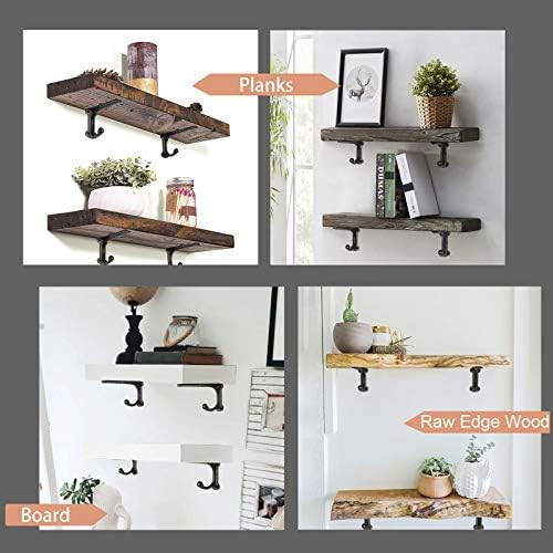 Heavy Duty Floating Shelf Brackets 4 Pack - Cast Iron Black Shelf Supports