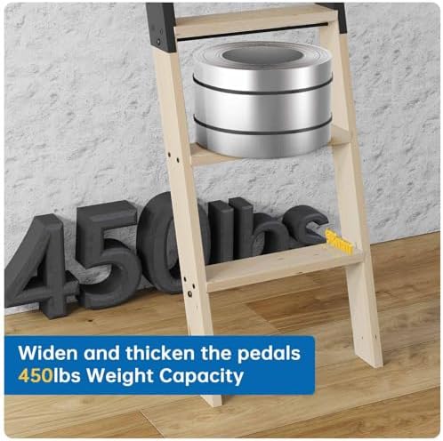 8FT Wooden Step Ladder with Built-in Handrail
