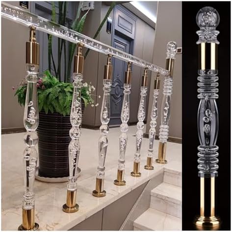 Clear Acrylic Newel Post with Gold Cap Finial 120cm