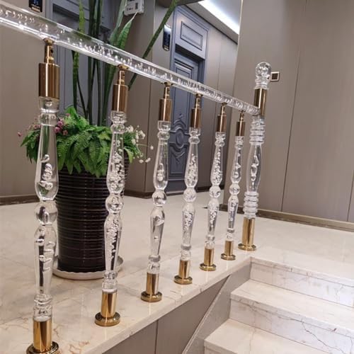 Clear Acrylic Newel Post with Gold Cap Finial 120cm